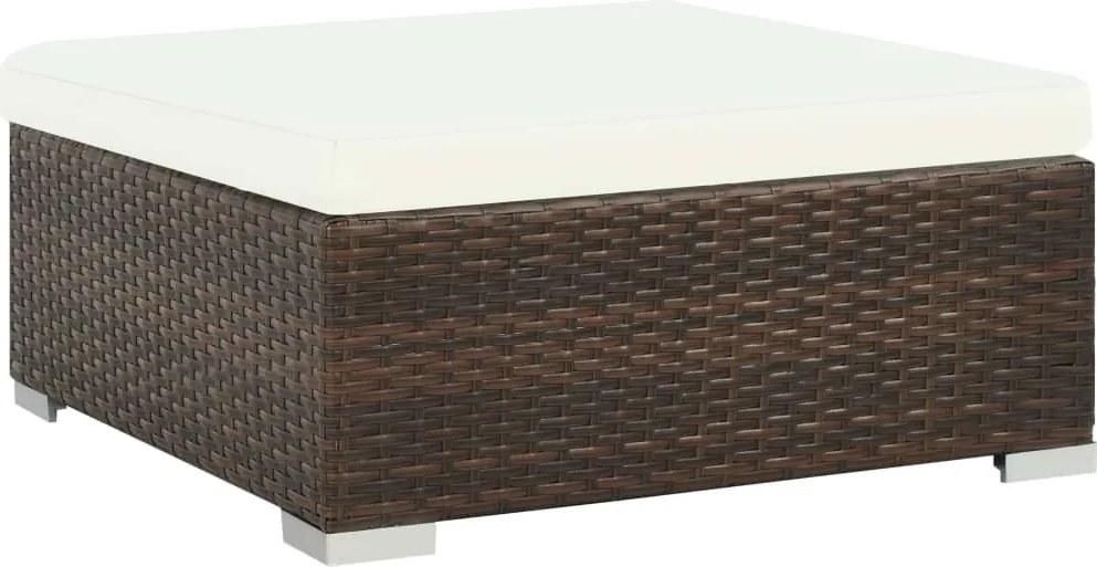 6-részes barna polyrattan kerti bútorszett párnákkal