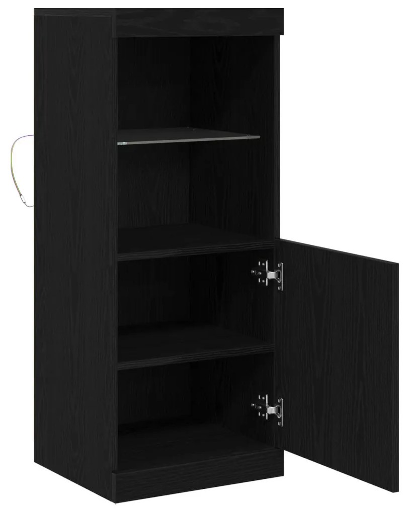 LED világítással rendelkező feketefenyő kis szekrény 41x37x100 cm