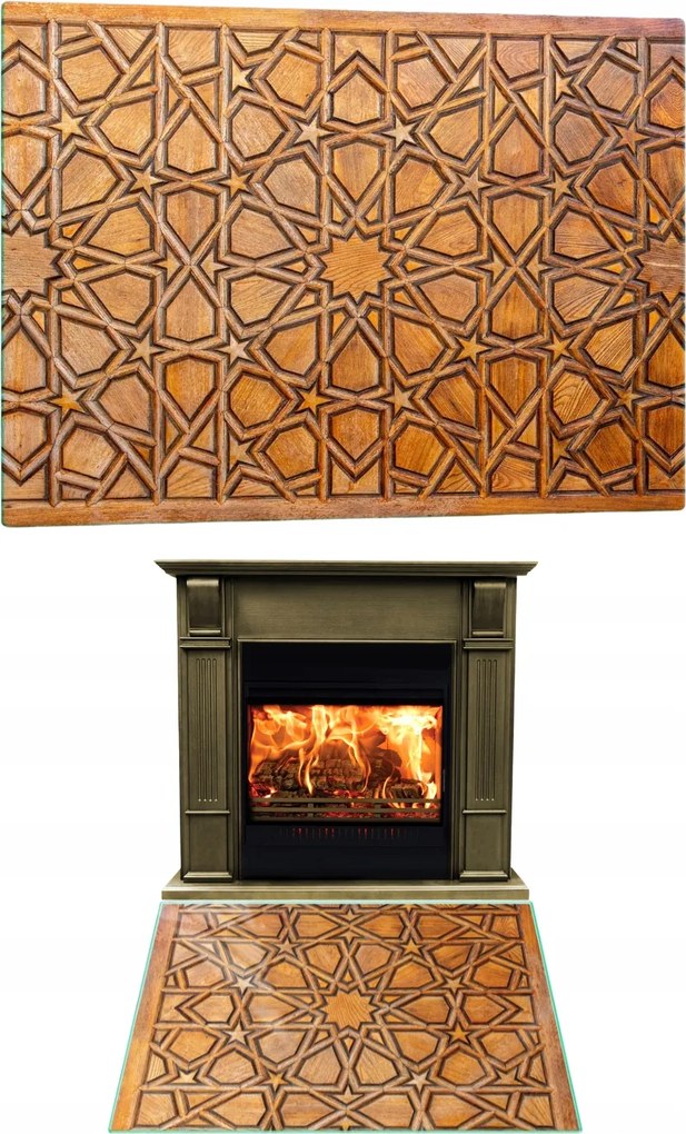 Kandalló Alatti Üveg Edzett Üveg Állvány Méret 60x52cm Grafika Mozaik