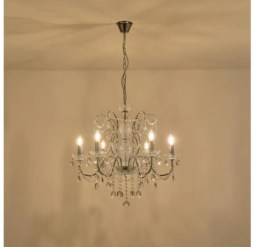 Csillár láncon 6xE14/15W/230V