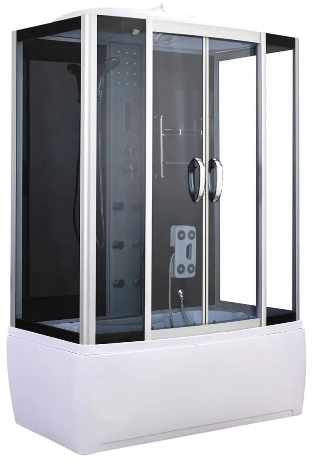 Emilia 85x150 cm hidromasszázs kádkabin elektronikával Black