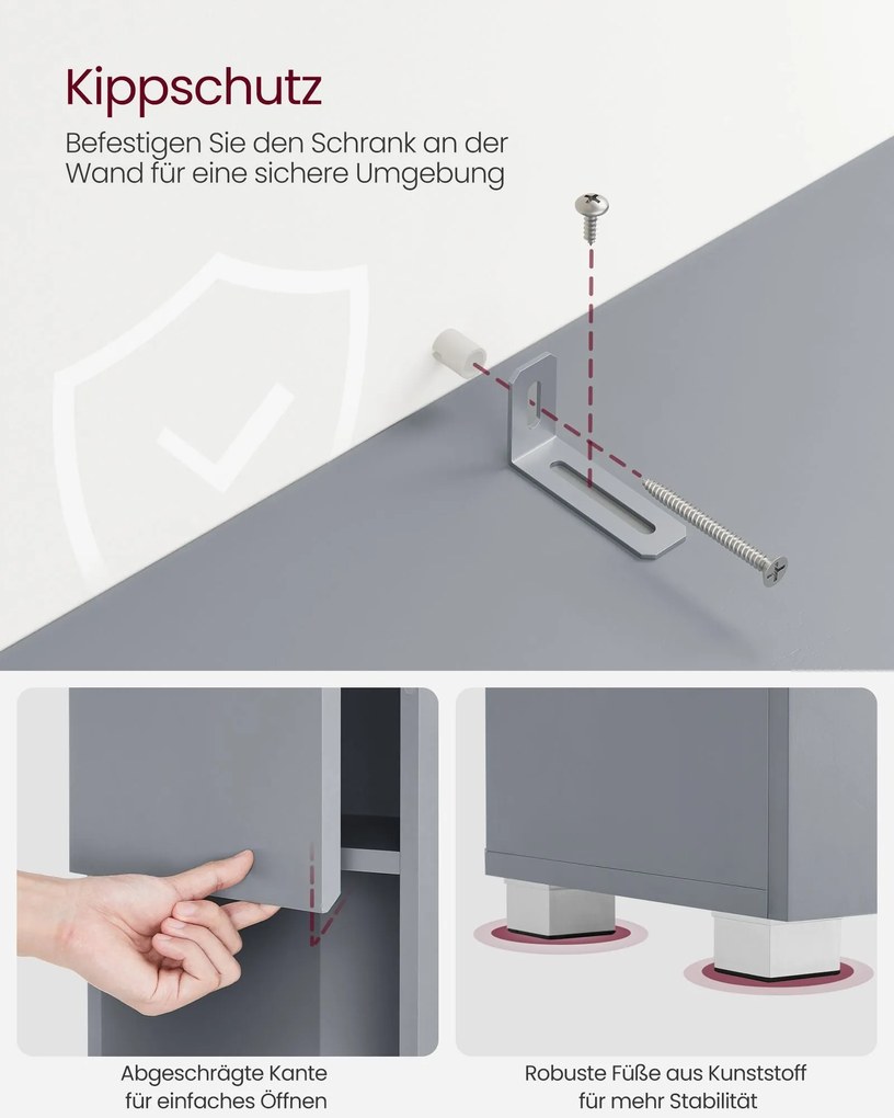 Magas fürdőszobai szekrény 30×30×170 cm, misztikus szürke színben