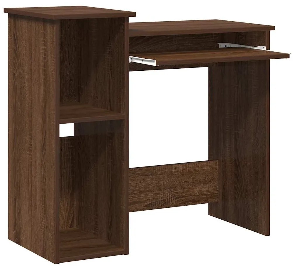 barna tölgy szerelt fa íróasztal polcokkal 84x40x78 cm