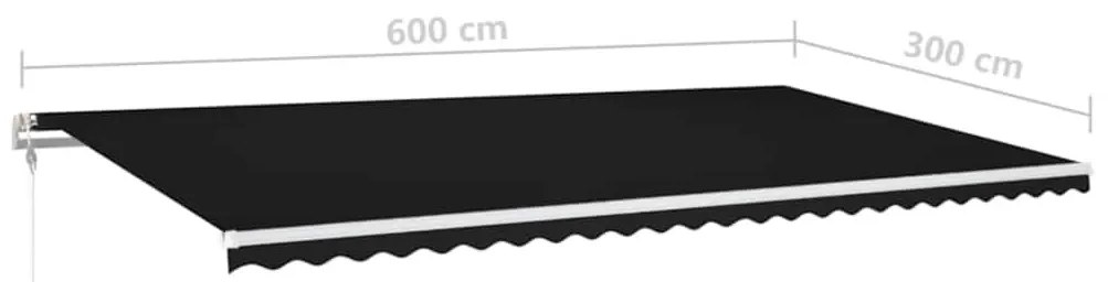 antracitszürke szélérzékelős és LED-es napellenző 600x300 cm