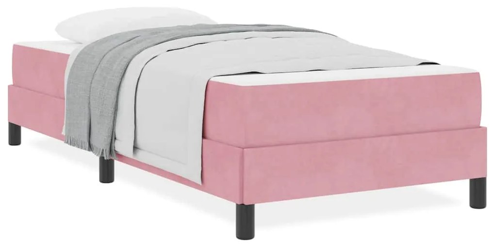 Boxspring ágy matraccal matracmal Rózsaszín 90 x 190 cm Bársony