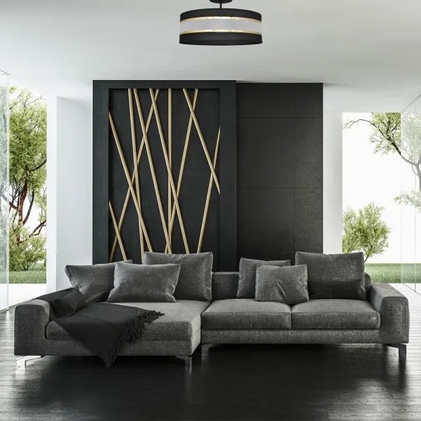 Csillár rúdon HELEN 3xE27/15W/230V fekete/arany