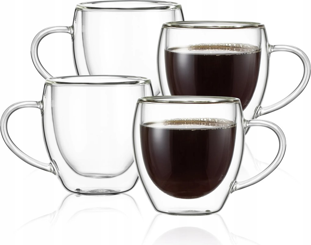 CnGlass duplafalú üveg kávés- és teásbögre 150 ml 4 db