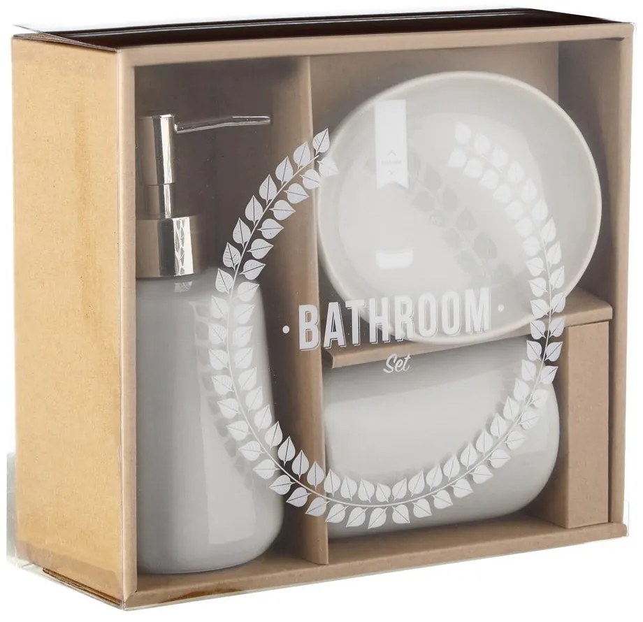 Fehér kő fürdőszobai kiegészítő szett Moon – Premier Housewares