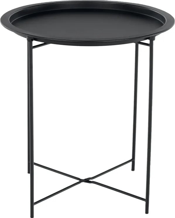 Kisasztal levehető tálcával, fekete, RENDER