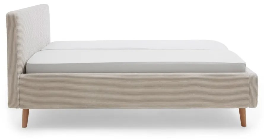 Bézs kárpitozott franciaágy 160x200 cm Mattis Cord – Meise Möbel