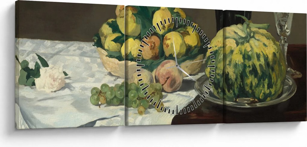Kép - Edouard Manet, Still Life with Melon and Peaches, reprodukciók (órával) (90x30 cm)