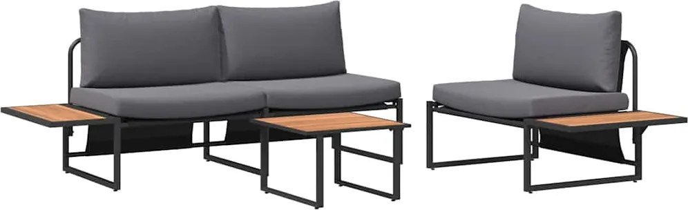vidaXL Kert étkező szett 3 pcs Antracit Acél