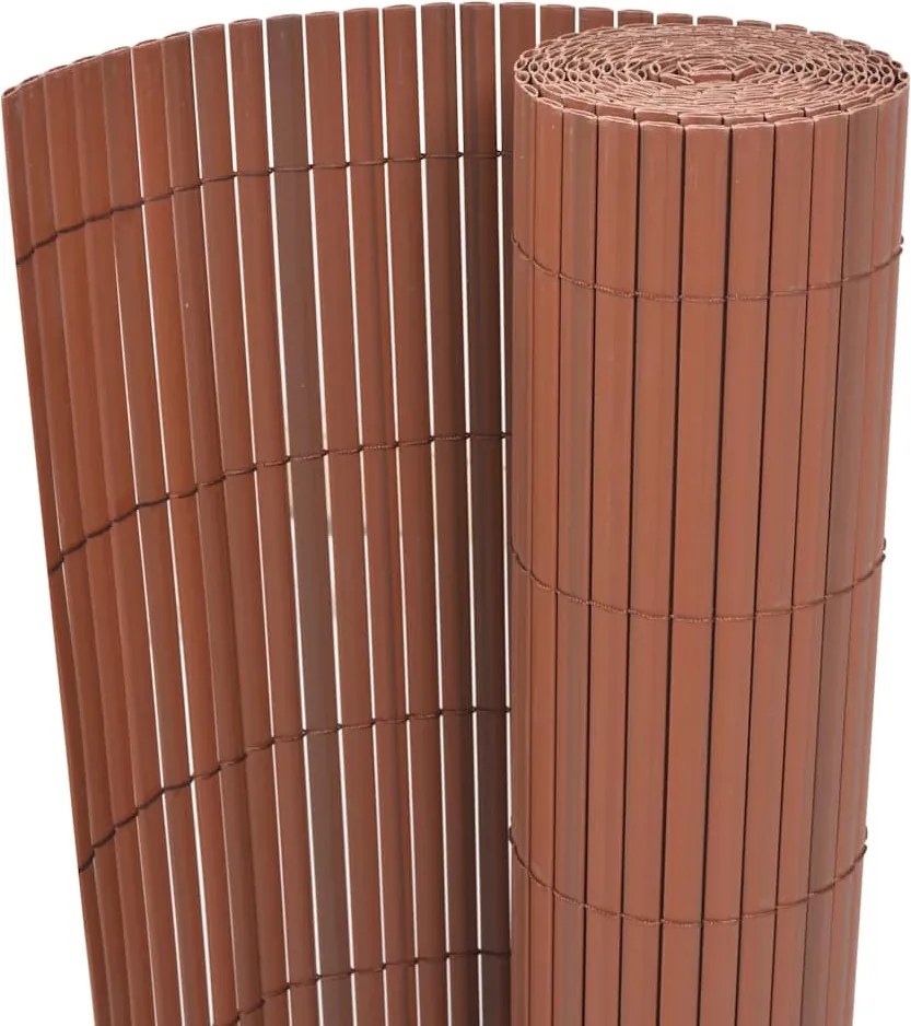 vidaXL barna kétoldalas PVC kerti kerítés 90 x 500 cm
