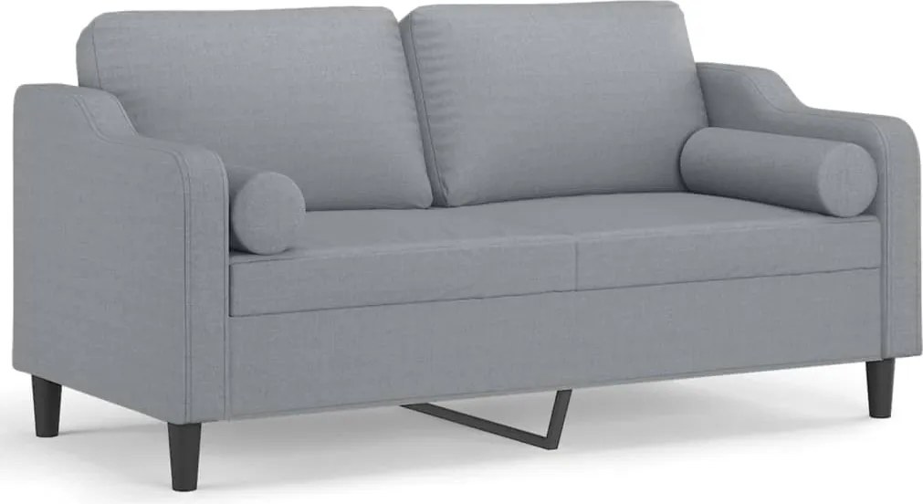 vidaXL 2 személyes világosszürke szövet kanapé díszpárnákkal 140 cm