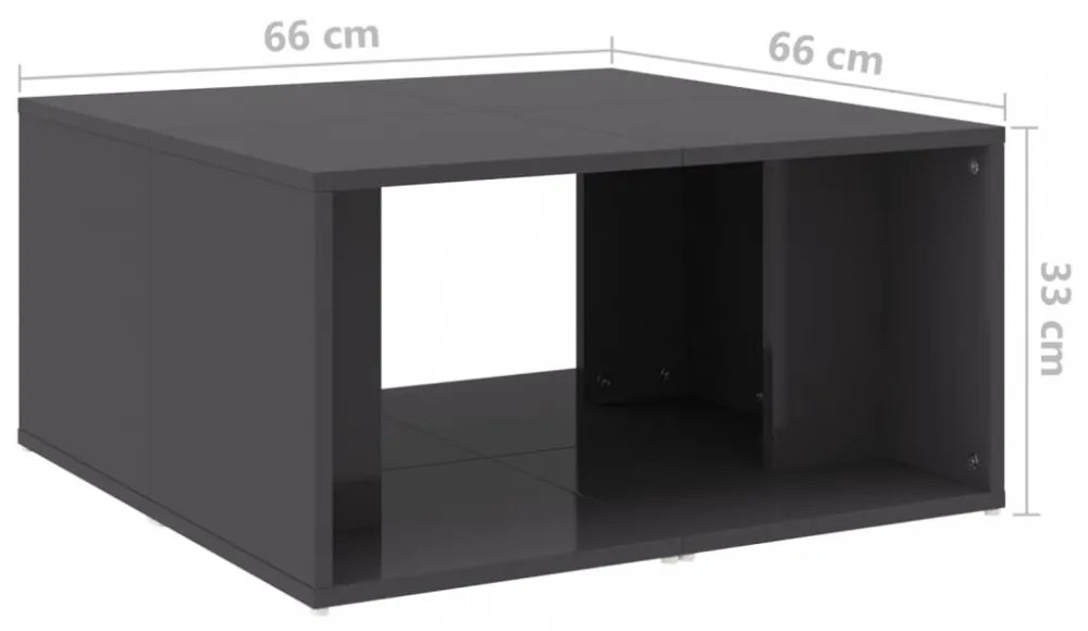4 db magasfényű szürke szerelt fa dohányzóasztal 33x33x33 cm