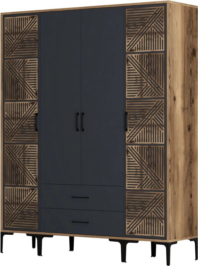 Kumsal gardróbszekrény, dió-antracit, 160 cm – TR845HCT5469