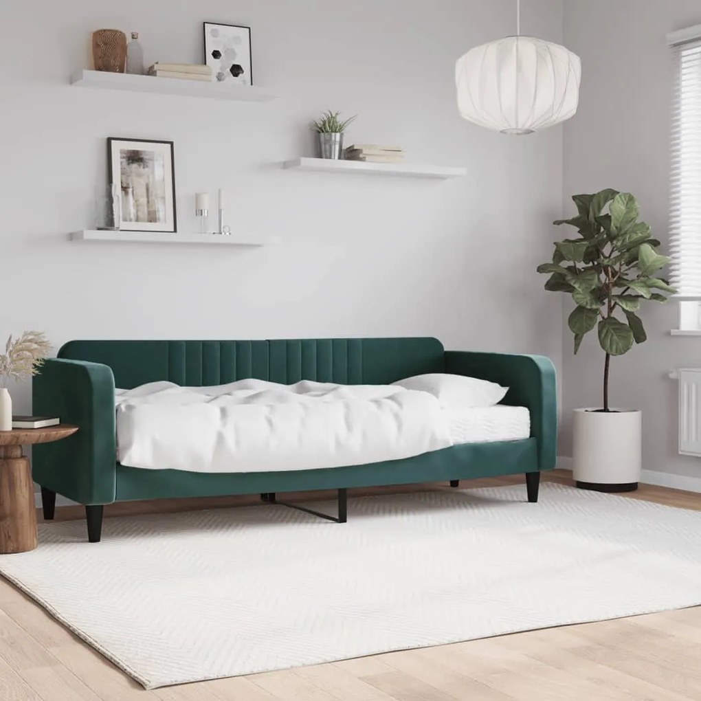 sötétzöld bársony heverő matraccal 80 x 200 cm