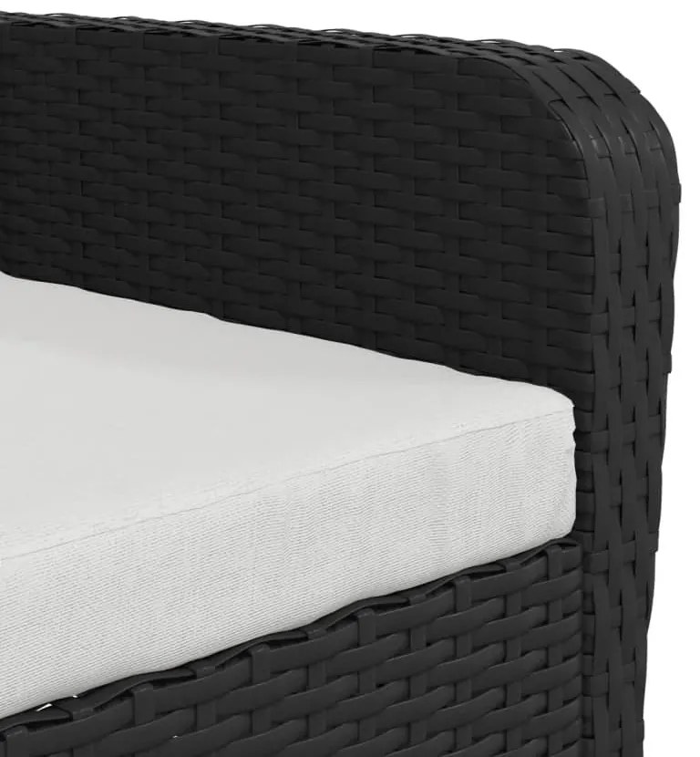 fekete polyrattan kerti szék lábtartóval