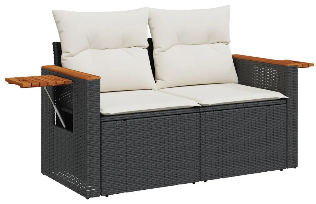 Kerti Kanapé Szett 11 pcs Fekete és krémszínű 80 x 80 x 71 cm