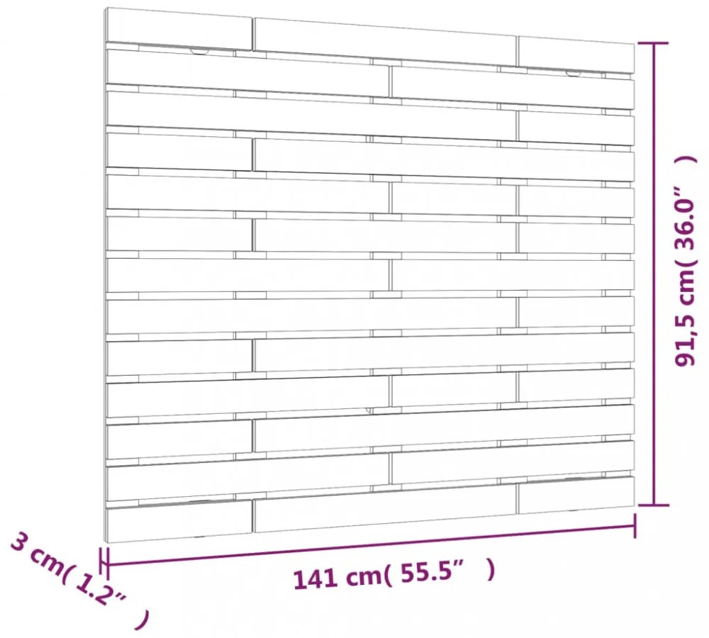 mézbarna tömör fenyőfa fali fejtámla 141 x 3 x 91,5 cm