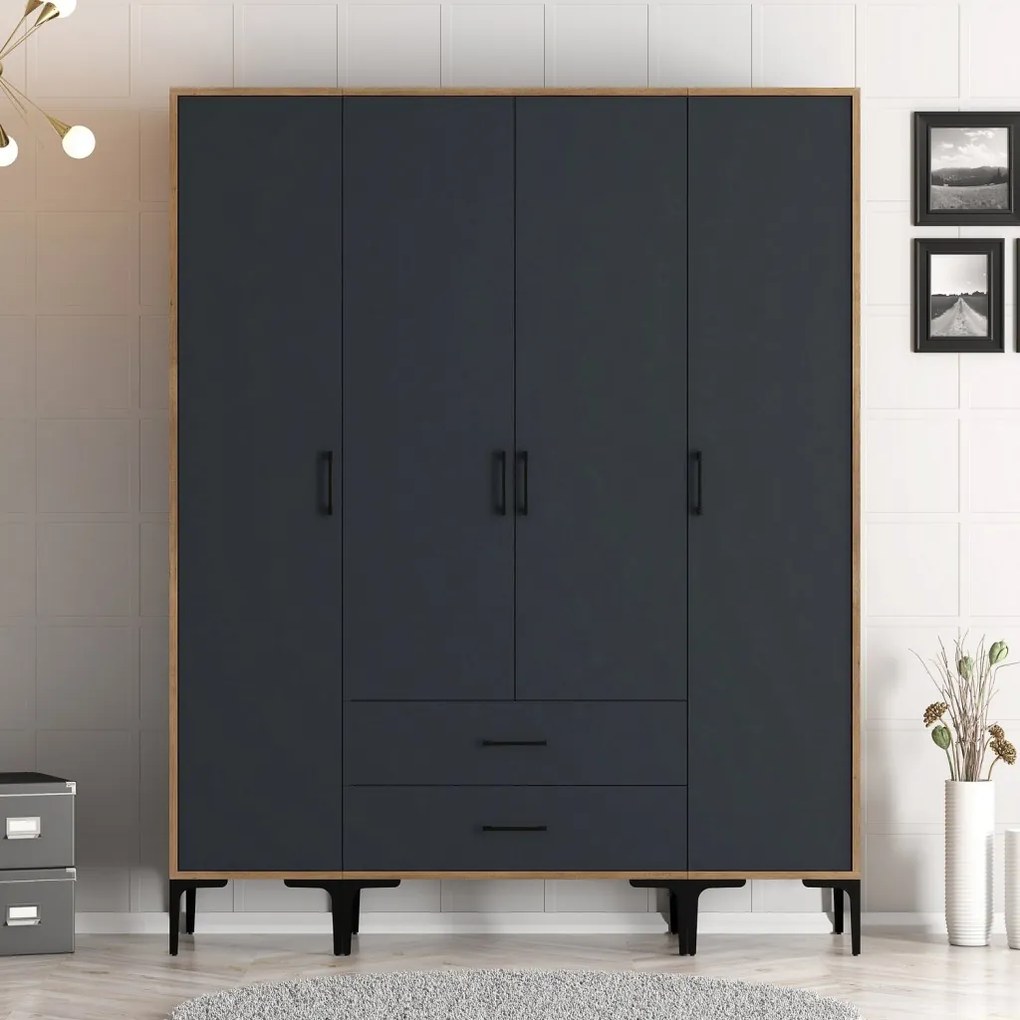 Kumsal gardróbszekrény, dió-antracit, 160 cm – TR845HCT5479