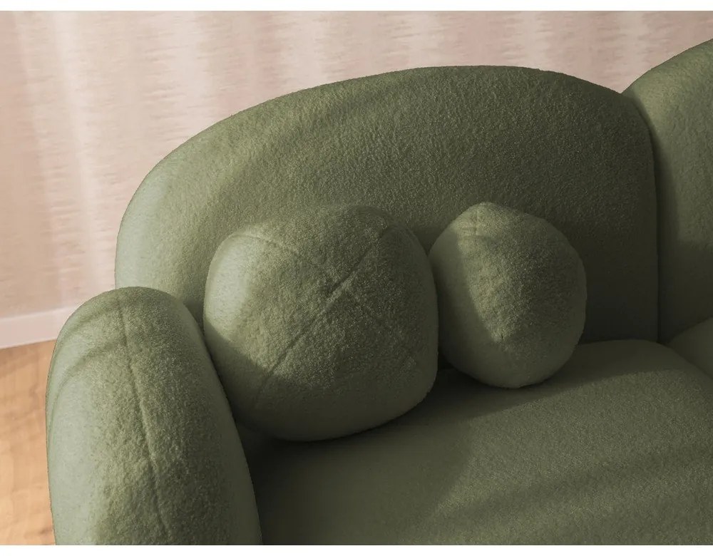 Zöld buklé sarokkanapé (bal oldali-heverő résszel) Orbit – Ropez