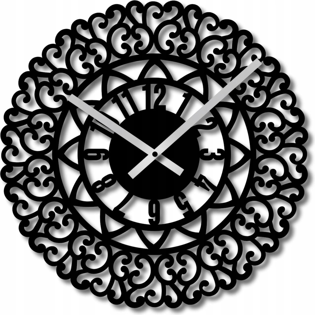 Geometrikus Falióra Modern Fekete Konyha Nappaliba Áttört 60 cm