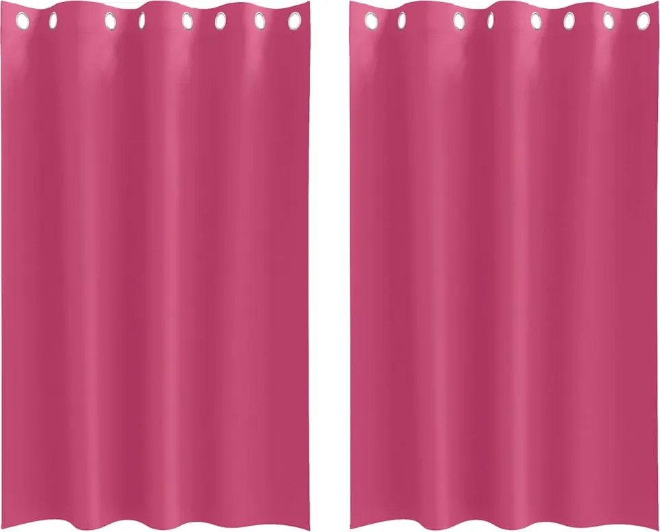 vidaXL Fekete Függöny Gyűrűkkel 2 pcs Élénk rózsaszín 175 x 140 cm