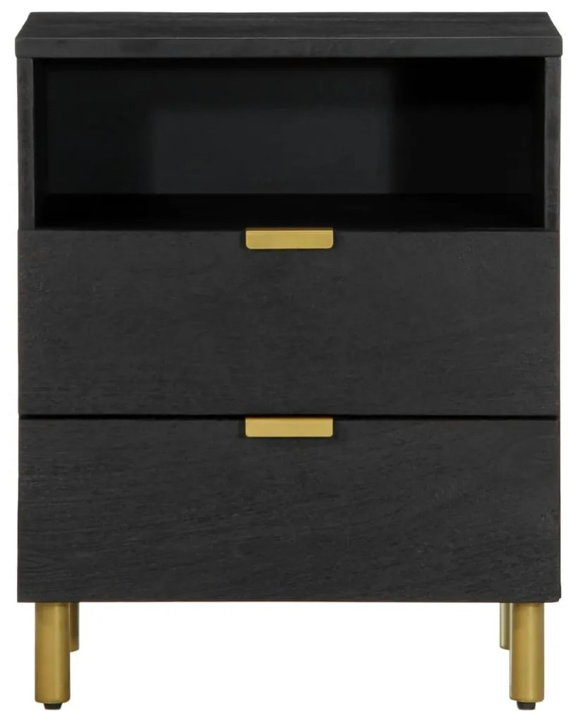 vidaXL fekete tömör szerelt fa éjjeliszekrény 50 x 33 x 62 cm