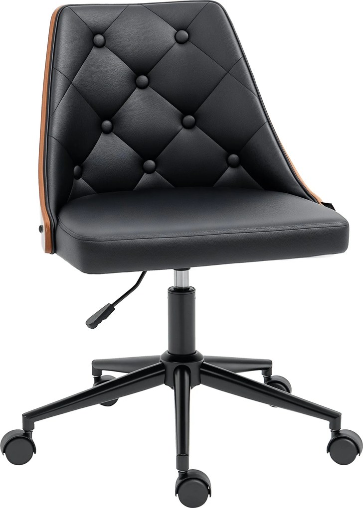 Vinsetto Forgós Irodai Szék Ergonomikus Íróasztali Szék PU Bőr Kárpitozással, Magasságállító Hintázó Funkcióval, Nappali, Hálószoba, Iroda, 53x62x87 c