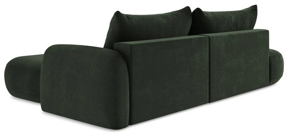 Sötétzöld kinyitható sarokkanapé (jobb oldali-heverő résszel) Hale – Makamii