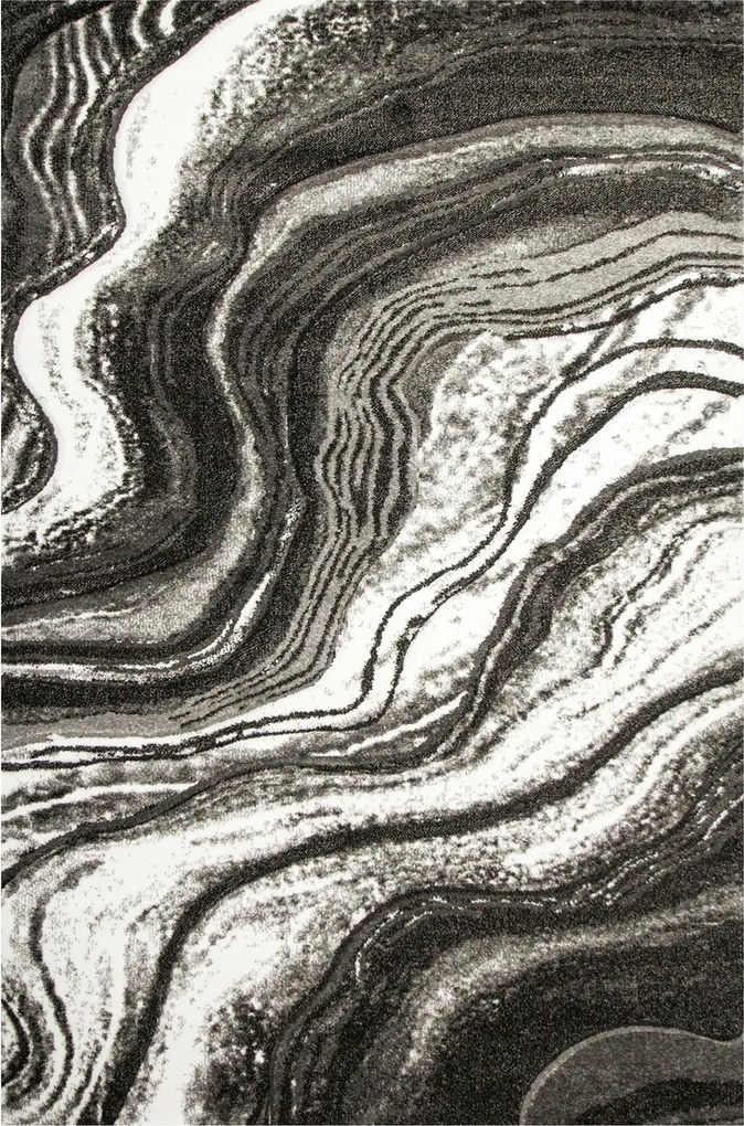 Elegáns Szőnyeg Márvány Beton Szürke Fekete Nappaliba Amelia 240x330 cm