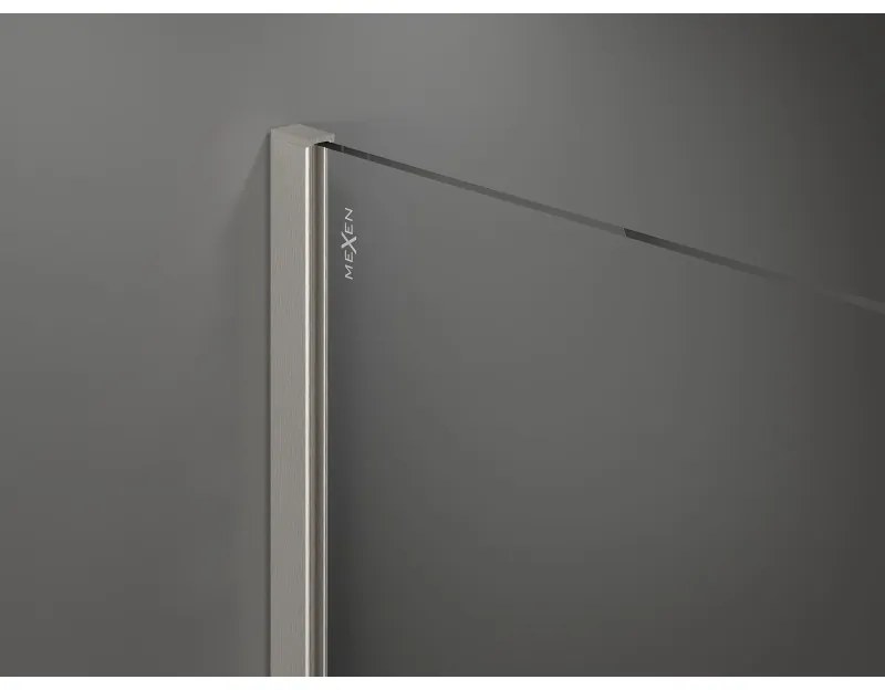 Mexen Kioto, Walk-In zuhany paraván 140 x 200 cm, 8 mm átlátszó üveg fehér mintás, csiszolt acél profil, 800-140-101-97-85