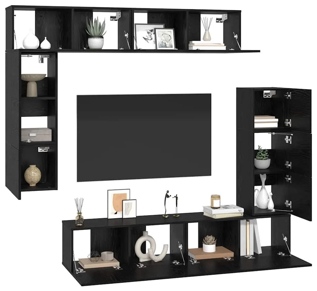 TV szekrény garnitúra 8 pcs Musta tammi 80 x 30 x 30 cm Faanyag