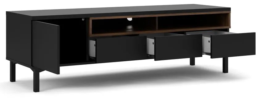 Fekete TV-állvány 156x48x48 cm Roomers – Tvilum