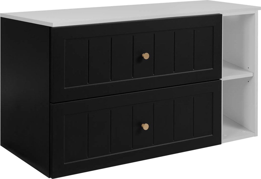 Fürdőszoba szekrény Mosdó Alá 80 fekete fehér Mart Mdf frontok gombok