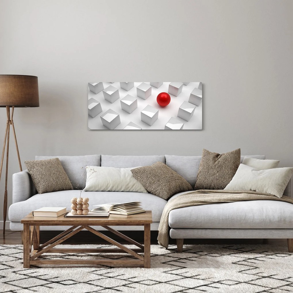 Absztrakciós kép - kocka gömbökkel (120x50 cm)