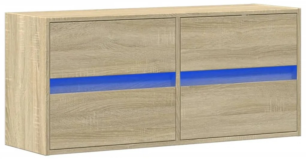 sonoma tölgy színű fali TV-szekrény LED-ekkel 100x31x45 cm