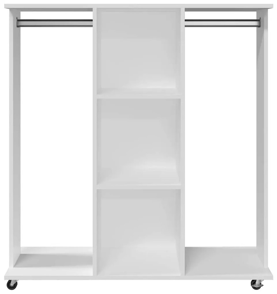 fehér szerelt fa ruhásszekrény kerékkel 102 x 38 x 110 cm
