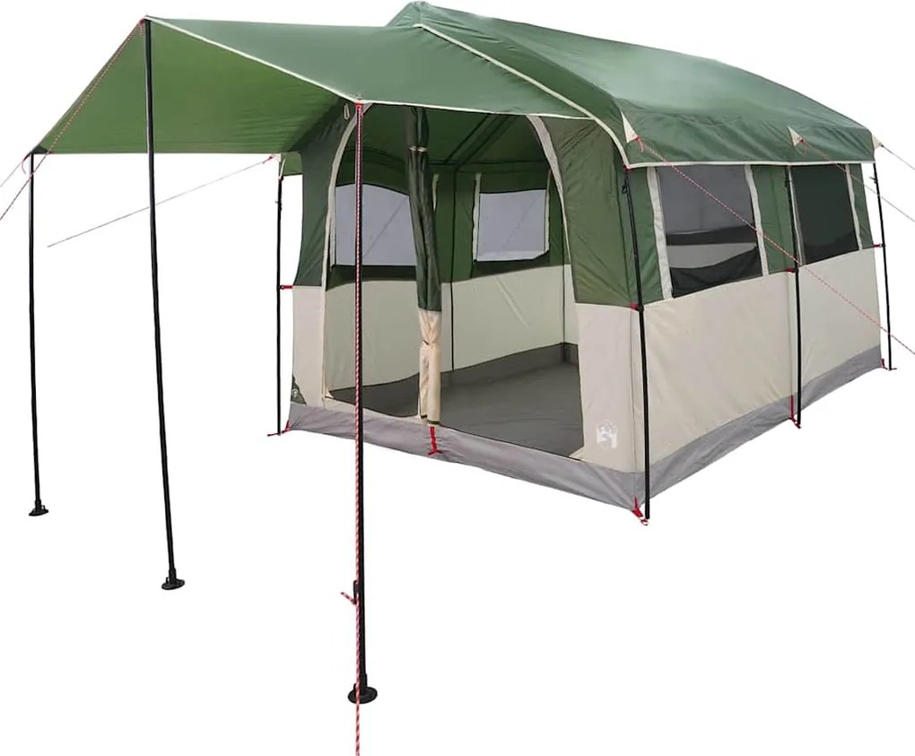 vidaXL Családi sátor 4 személyes Zöld és Fehér 324 x 255 x 230 cm