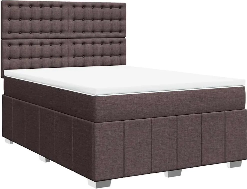 vidaXL sötétbarna szövet rugós ágy matraccal 140 x 190 cm