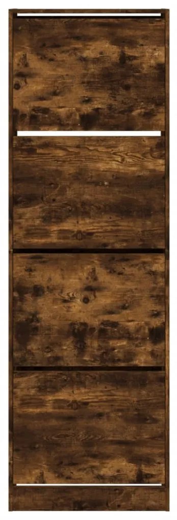 füstös tölgy cipőszekrény 4 kihajtható fiókkal 60x34x187,5 cm