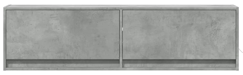 betonszürke falra szerelhető TV-szekrény LED-del 140x31x38 cm