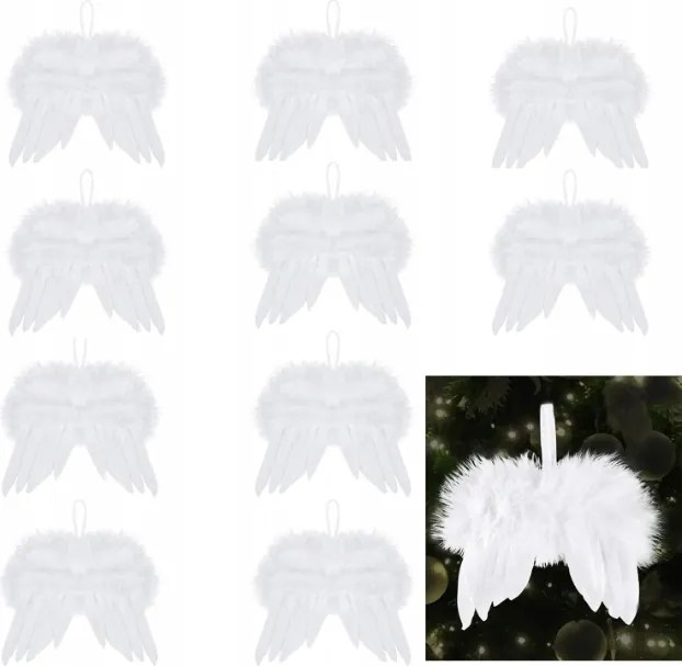 Fehér Kis Angyalszárnyak Karácsonyi Dekoráció Szett 10 db-os