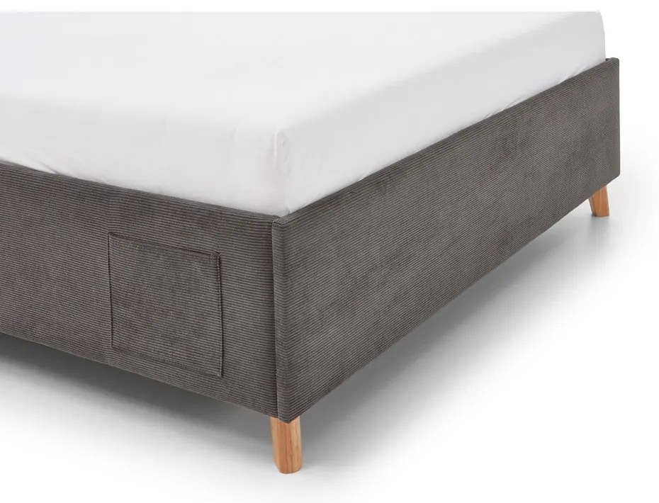 Antracitszürke kárpitozott ágyneműtartós gyerekágy ágyráccsal 140x200 cm Cool – Meise Möbel