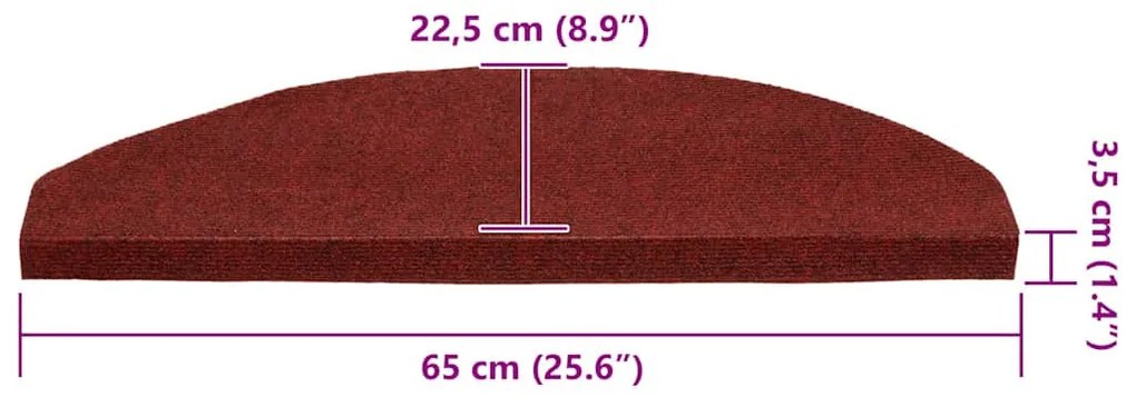 30 db piros öntapadó lépcsőszőnyeg 65 x 22,5 x 3,5 cm