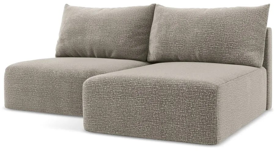 Bézs kinyitható-tárolóhelyes sarokkanapé (jobb oldali) Kalena – Makamii