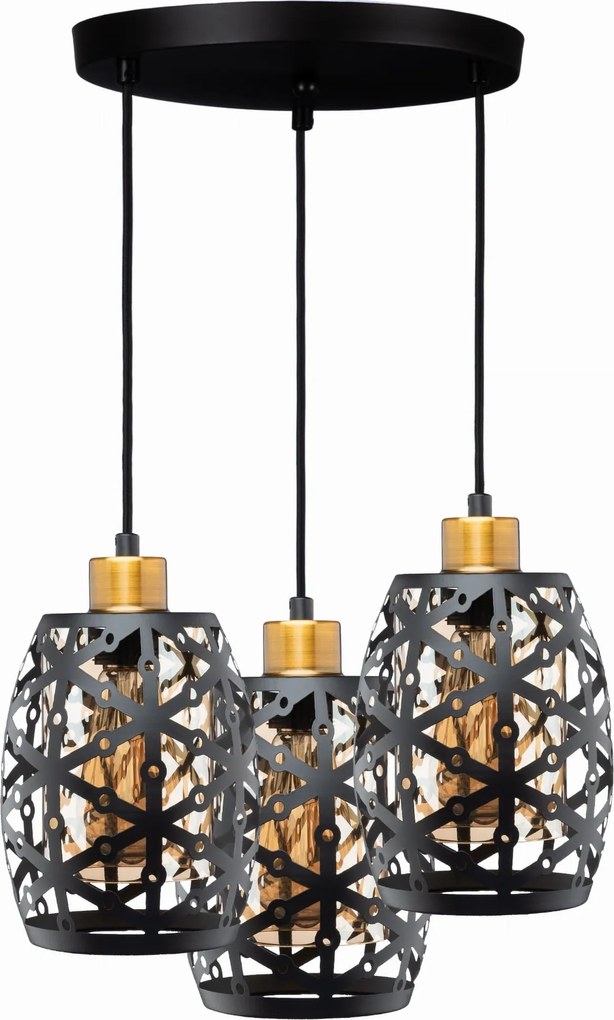 Függő lámpa ólomüveg plafon fekete WSP09A3