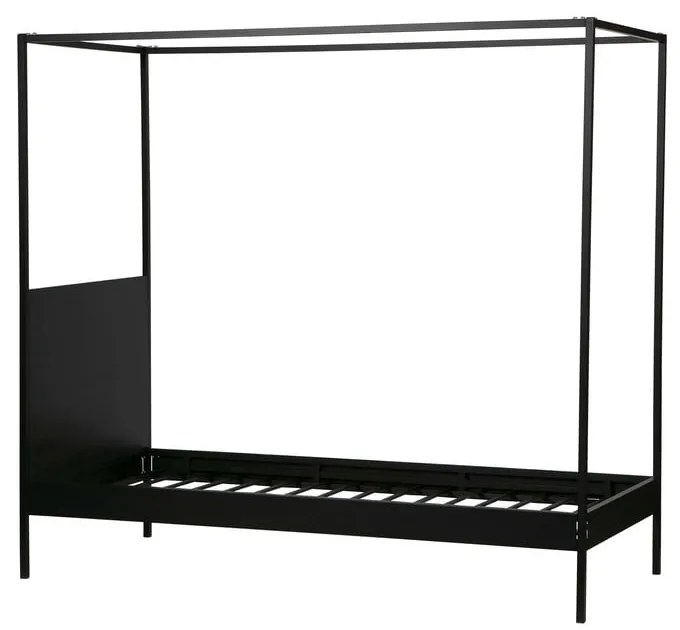 Fekete fém egyszemélyes ágy ágyráccsal 90x200 cm Dani – WOOOD