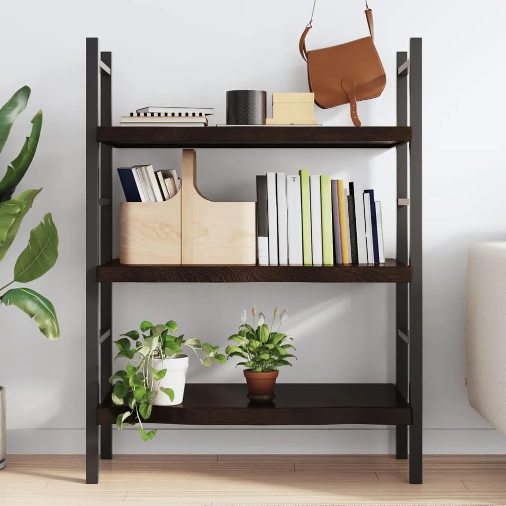 sötétbarna kezelt tömör tölgyfa fali polc 80x50x(2-6) cm